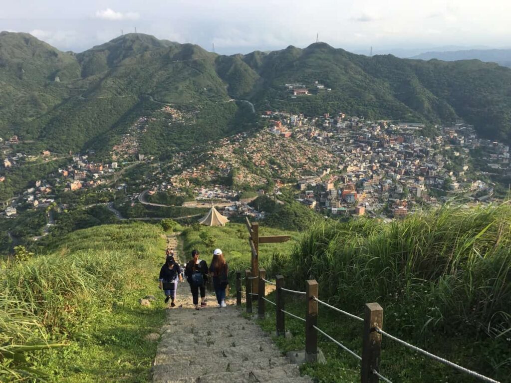 keelung mountain taiwan with jiufen at the back
